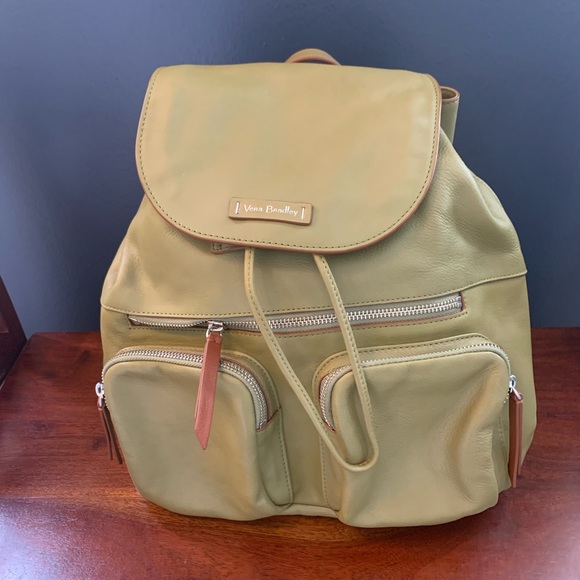 NWT Vera Bradley Gallatin Cargo Backpack in Olive Cactus Green Leather main image 5